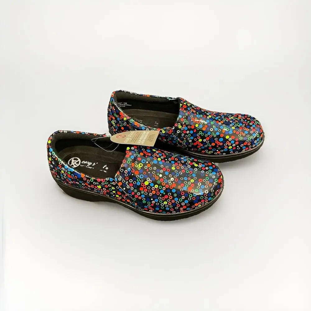 NWT Easy Street Easy Works Tiffany Women’s Clogs Slip Resistant Polka Dot 10W